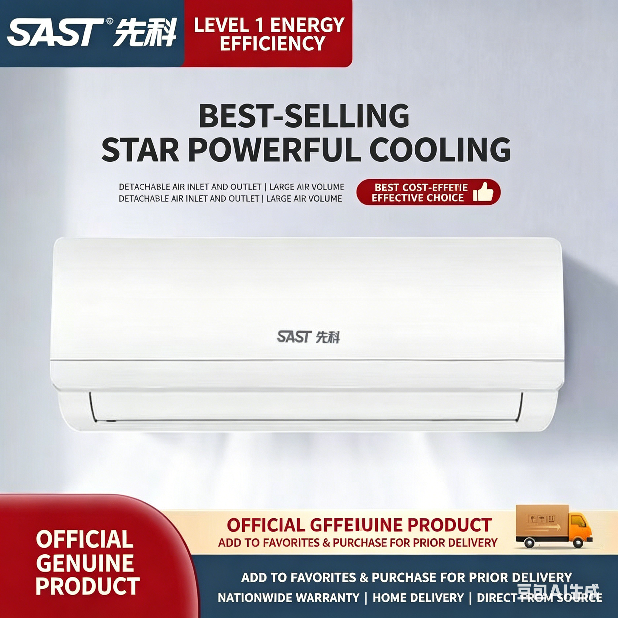 Home Air Conditioner Wall-Mounted Unit, 1.5P Single Cool/1.5P 2P 3P Cool-Heat Inverter, Class 1 Energy Efficiency, Bedroom Wall-Mounted with Bactericidal Function