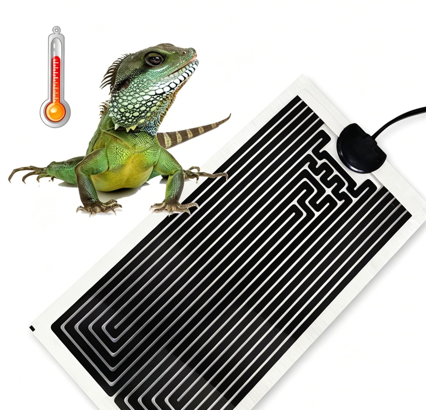 Reptile Heating Pad, 10-Speed Temperature Control, for Reptiles & Turtles, Suitable for Terrariums & Aquariums, with Chinese, EU, UK, Australia & Japan Standard Plugs
